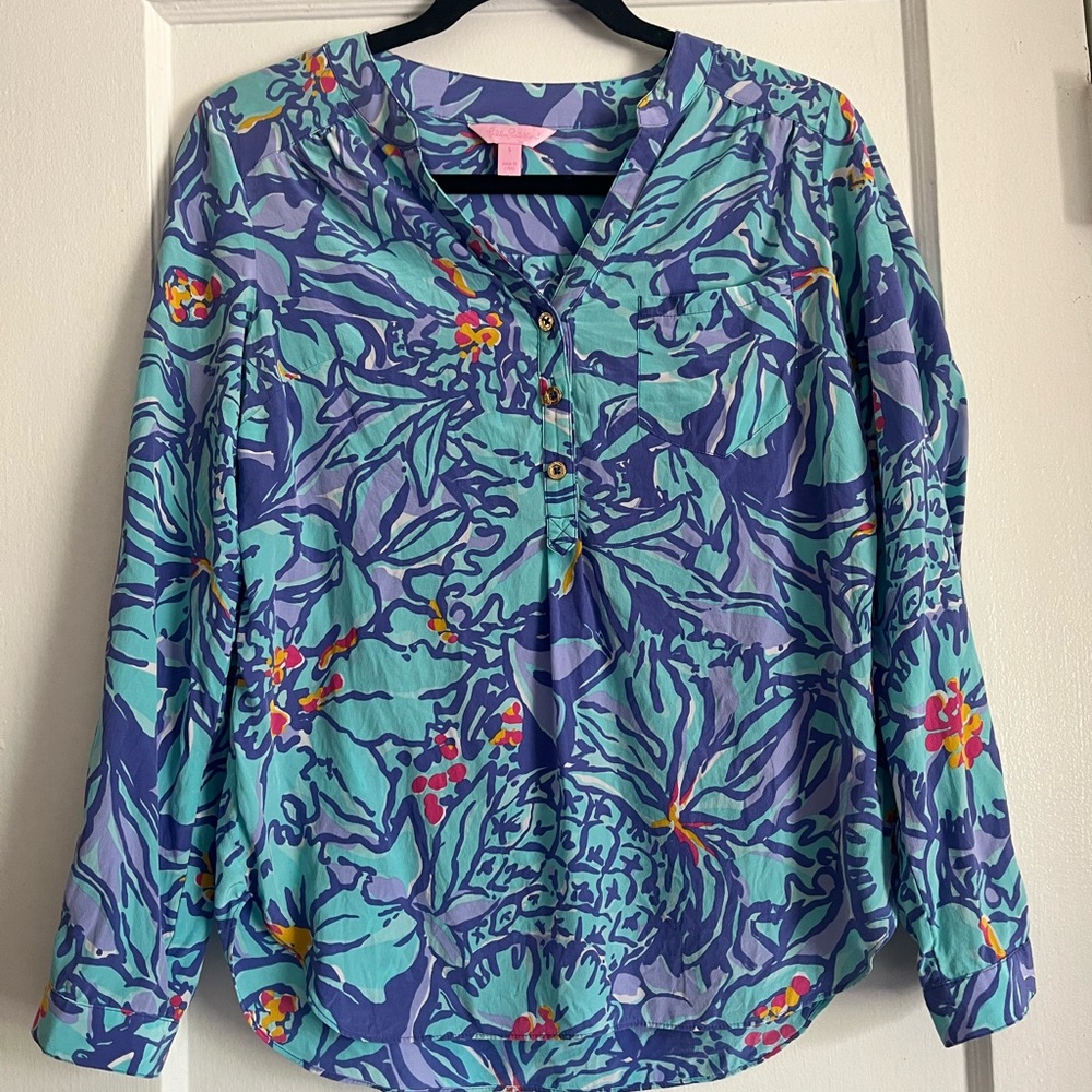 Lilly Pulitzer Delray Tunic Blue Iris Mai Tai